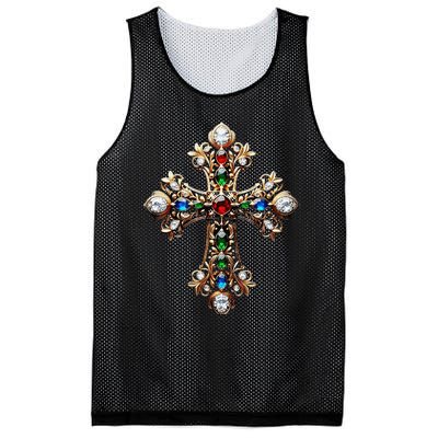 Baroque Gold Cross Mesh Reversible Basketball Jersey Tank