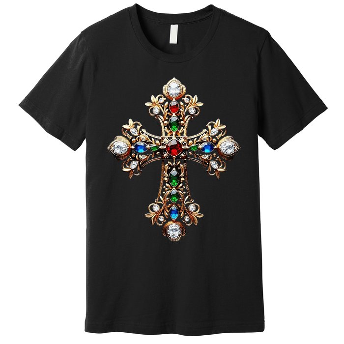 Baroque Gold Cross Premium T-Shirt