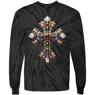 Baroque Gold Cross Tie-Dye Long Sleeve Shirt