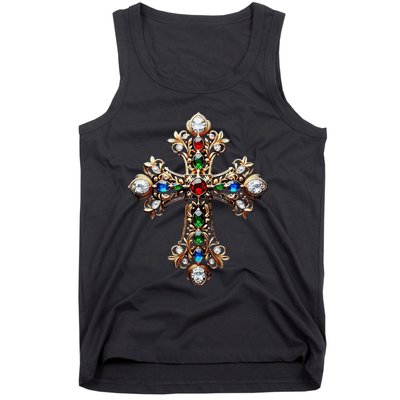 Baroque Gold Cross Tank Top