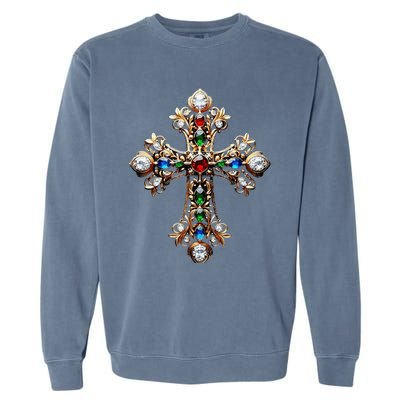 Baroque Gold Cross Garment-Dyed Sweatshirt