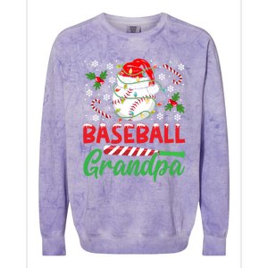 Baseball Grandpa Christmas Santa Hat Lights Snowflakes Xmas Gift Colorblast Crewneck Sweatshirt