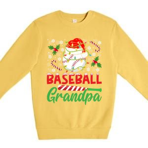 Baseball Grandpa Christmas Santa Hat Lights Snowflakes Xmas Gift Premium Crewneck Sweatshirt