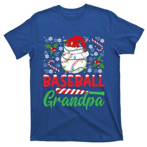 Baseball Grandpa Christmas Santa Hat Lights Snowflakes Xmas Gift T-Shirt