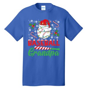 Baseball Grandpa Christmas Santa Hat Lights Snowflakes Xmas Gift Tall T-Shirt