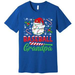 Baseball Grandpa Christmas Santa Hat Lights Snowflakes Xmas Gift Premium T-Shirt