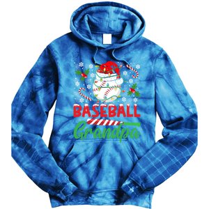 Baseball Grandpa Christmas Santa Hat Lights Snowflakes Xmas Gift Tie Dye Hoodie