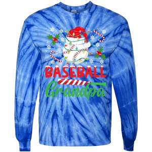 Baseball Grandpa Christmas Santa Hat Lights Snowflakes Xmas Gift Tie-Dye Long Sleeve Shirt