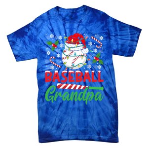 Baseball Grandpa Christmas Santa Hat Lights Snowflakes Xmas Gift Tie-Dye T-Shirt