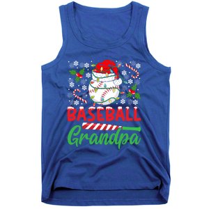 Baseball Grandpa Christmas Santa Hat Lights Snowflakes Xmas Gift Tank Top