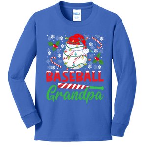 Baseball Grandpa Christmas Santa Hat Lights Snowflakes Xmas Gift Kids Long Sleeve Shirt