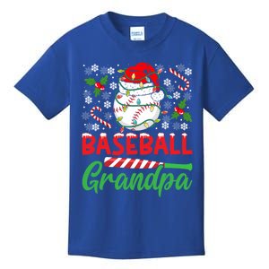 Baseball Grandpa Christmas Santa Hat Lights Snowflakes Xmas Gift Kids T-Shirt