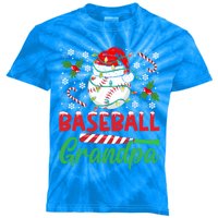 Baseball Grandpa Christmas Santa Hat Lights Snowflakes Xmas Gift Kids Tie-Dye T-Shirt