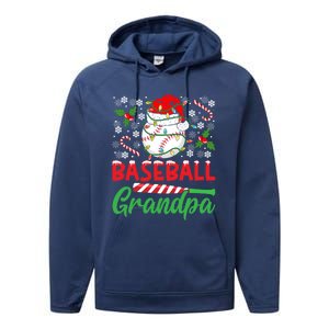 Baseball Grandpa Christmas Santa Hat Lights Snowflakes Xmas Gift Performance Fleece Hoodie