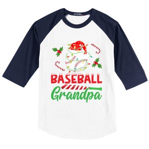 Baseball Grandpa Christmas Santa Hat Lights Snowflakes Xmas Gift Baseball Sleeve Shirt