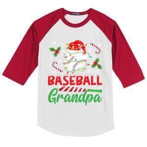 Baseball Grandpa Christmas Santa Hat Lights Snowflakes Xmas Gift Kids Colorblock Raglan Jersey