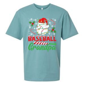 Baseball Grandpa Christmas Santa Hat Lights Snowflakes Xmas Gift Sueded Cloud Jersey T-Shirt