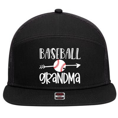 Baseball Grandma Cute From Grandson Player Arrow Heart Game 7 Panel Mesh Trucker Snapback Hat
