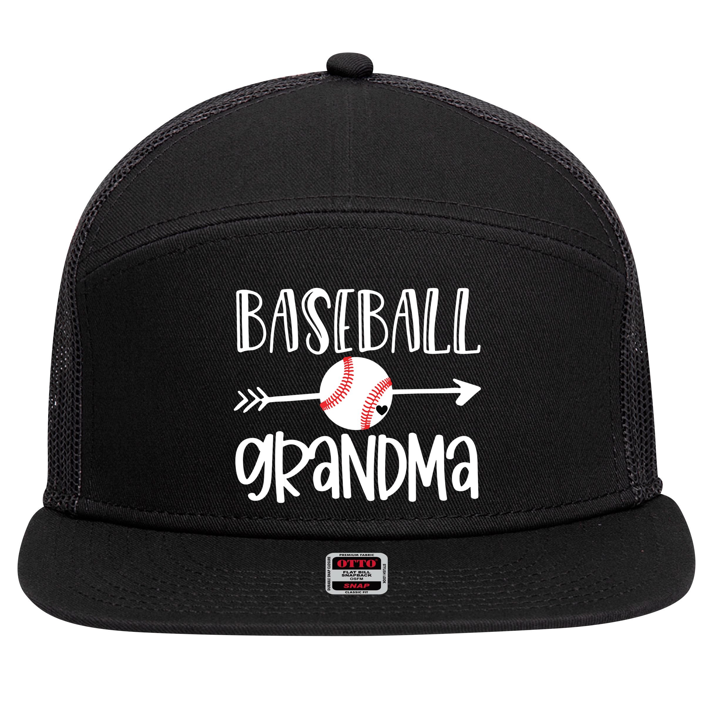 Baseball Grandma Cute From Grandson Player Arrow Heart Game 7 Panel Mesh Trucker Snapback Hat