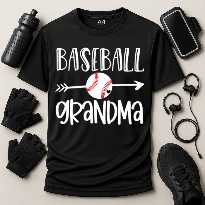 Baseball Grandma Cute From Grandson Player Arrow Heart Game Cooling Performance Crew T-Shirt