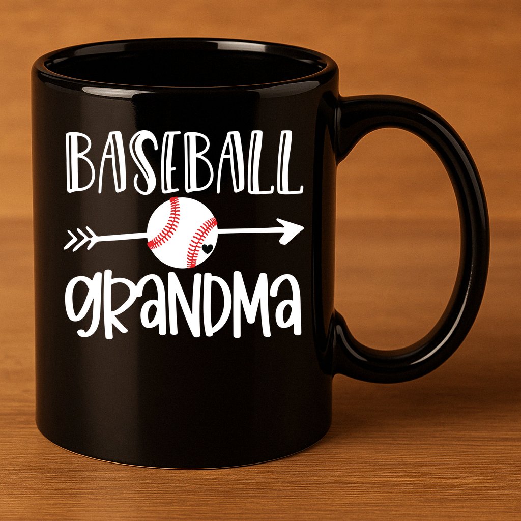 Baseball Grandma Cute From Grandson Player Arrow Heart Game 11oz C Handle Ceramic Mug