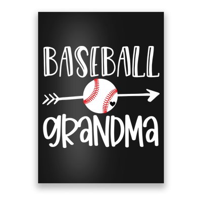 Baseball Grandma Cute From Grandson Player Arrow Heart Game Poster