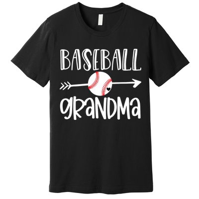 Baseball Grandma Cute From Grandson Player Arrow Heart Game Premium T-Shirt