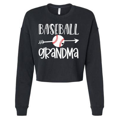 Baseball Grandma Cute From Grandson Player Arrow Heart Game Cropped Pullover Crew