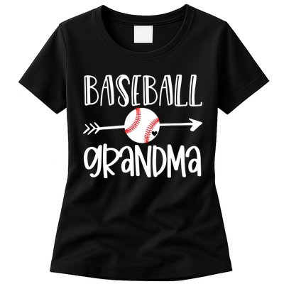 Baseball Grandma Cute From Grandson Player Arrow Heart Game Womens T-Shirt
