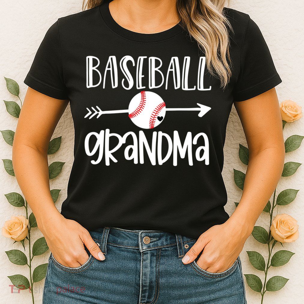 Baseball Grandma Cute From Grandson Player Arrow Heart Game Womens T-Shirt