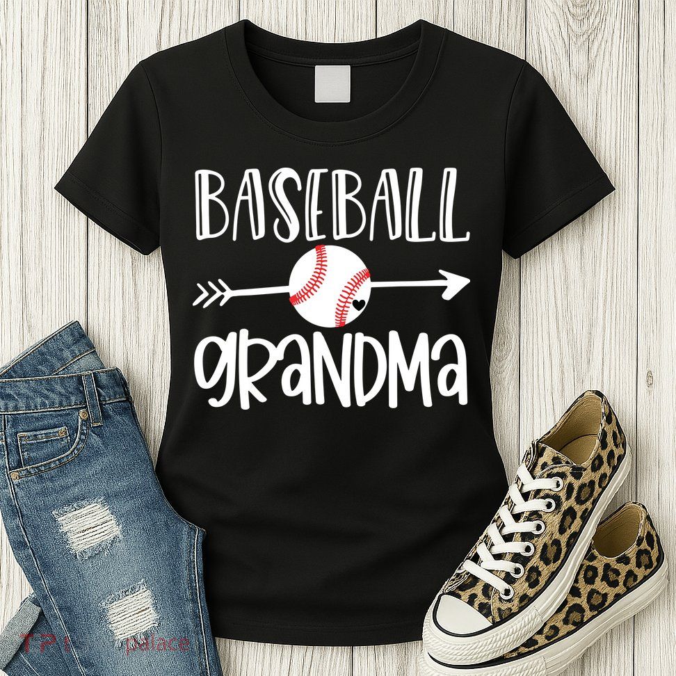 Baseball Grandma Cute From Grandson Player Arrow Heart Game Womens T-Shirt