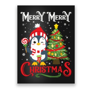 Boy Girl Christmas Pajamas Funny Penguin Poster