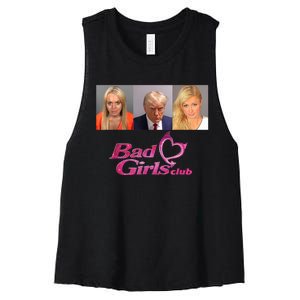 Bad Girls Club Donald Trump Mug Shot Women's Racerback Cropped Tank