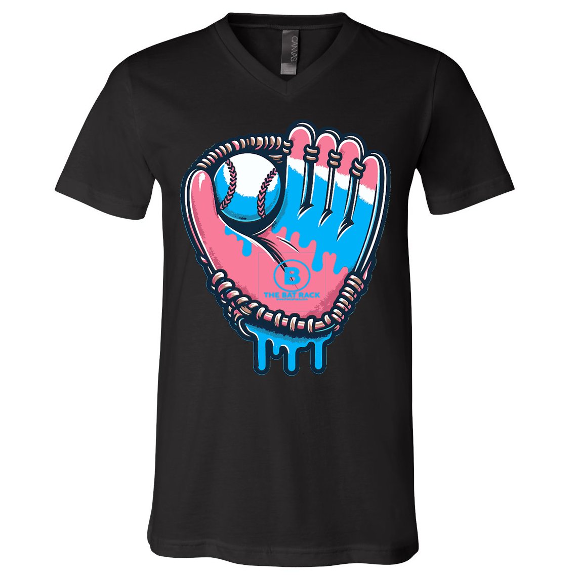 Baseball Glove Cotton Candy Drip V-Neck T-Shirt