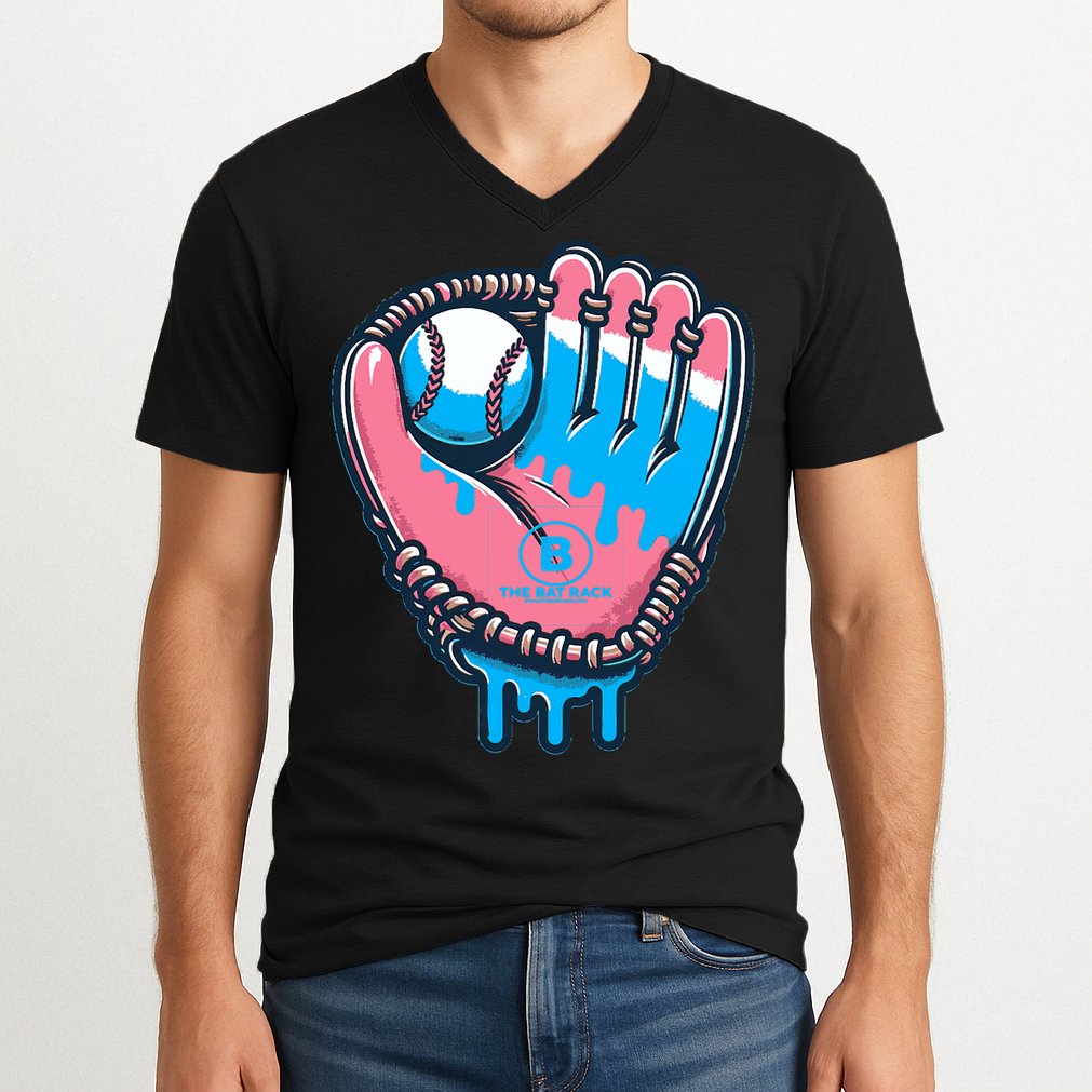 Baseball Glove Cotton Candy Drip V-Neck T-Shirt