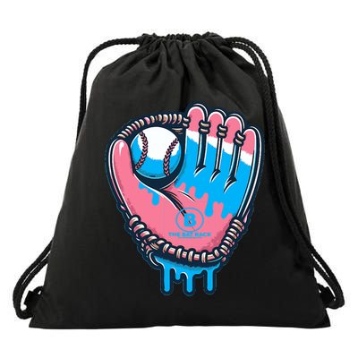 Baseball Glove Cotton Candy Drip Drawstring Bag