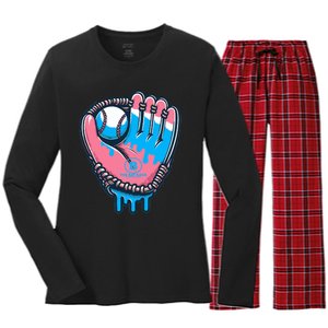 Baseball Glove Cotton Candy Drip Women's Long Sleeve Flannel Pajama Set 