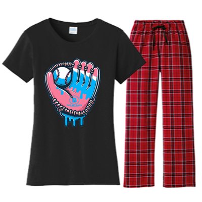 Baseball Glove Cotton Candy Drip Women's Flannel Pajama Set