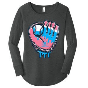 Baseball Glove Cotton Candy Drip Women's Perfect Tri Tunic Long Sleeve Shirt