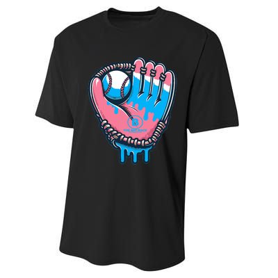 Baseball Glove Cotton Candy Drip Performance Sprint T-Shirt