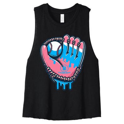 Baseball Glove Cotton Candy Drip Women's Racerback Cropped Tank