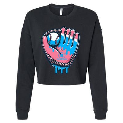 Baseball Glove Cotton Candy Drip Cropped Pullover Crew