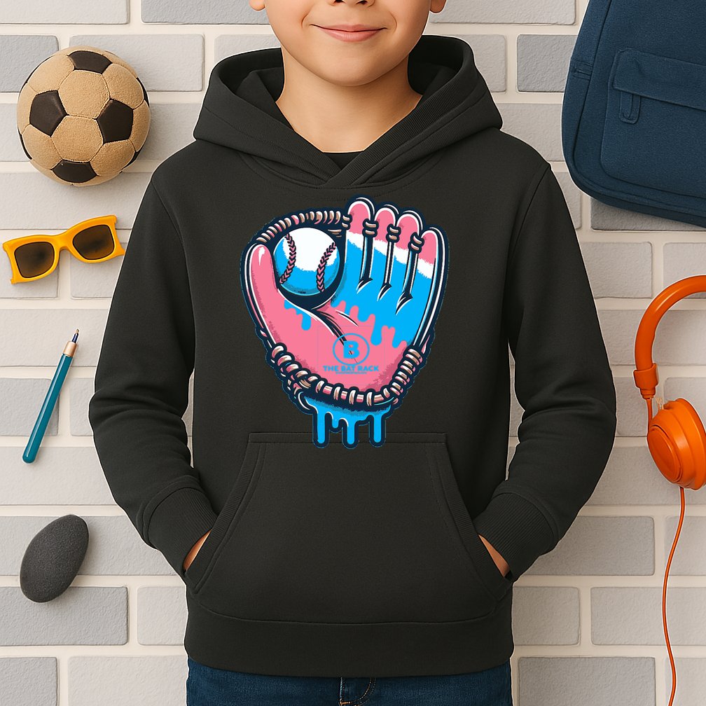 Baseball Glove Cotton Candy Drip Kids Hoodie