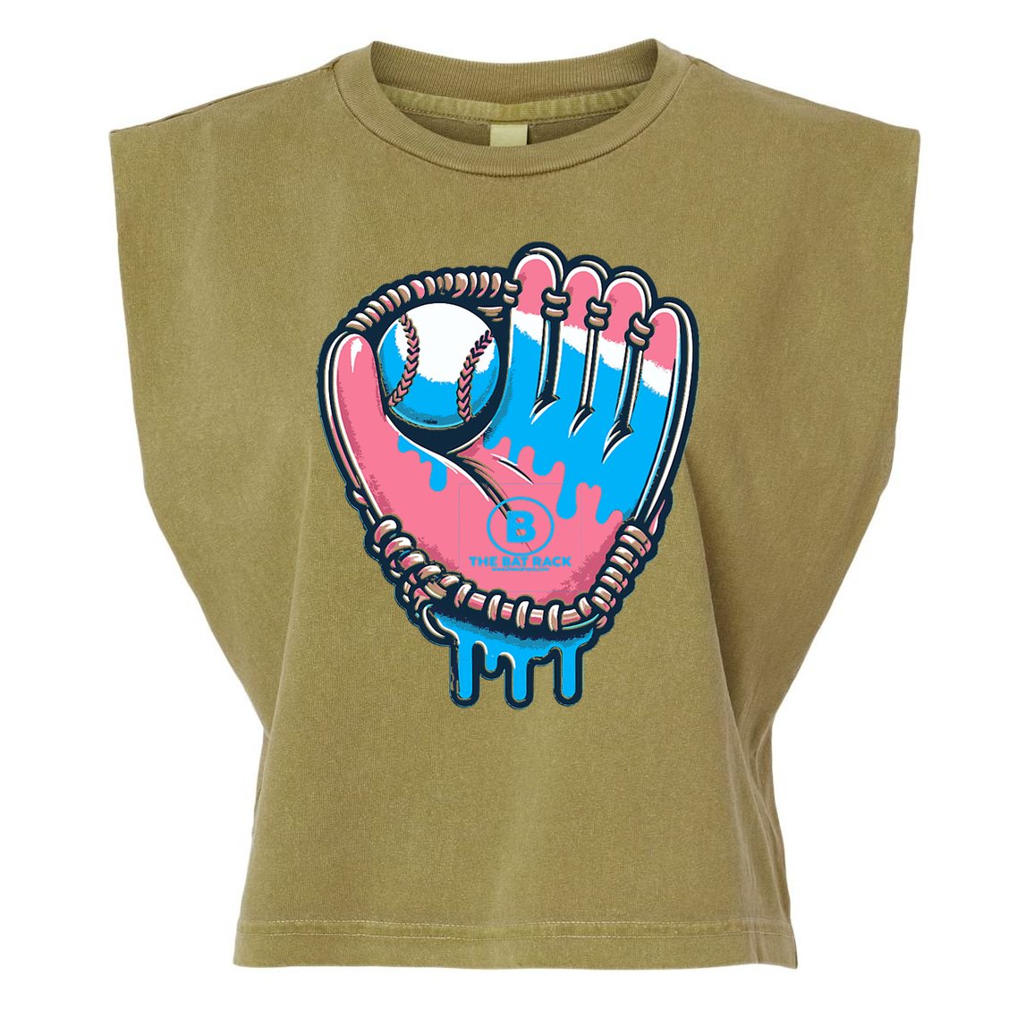 Baseball Glove Cotton Candy Drip Garment-Dyed Women's Muscle Tee