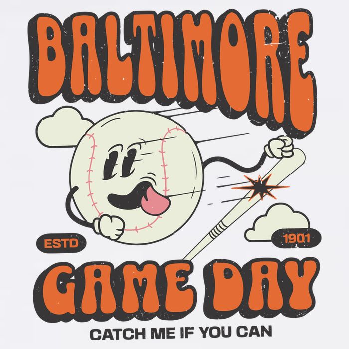Baltimore Game Day Catch Me If You Can Flat Bill Trucker Hat