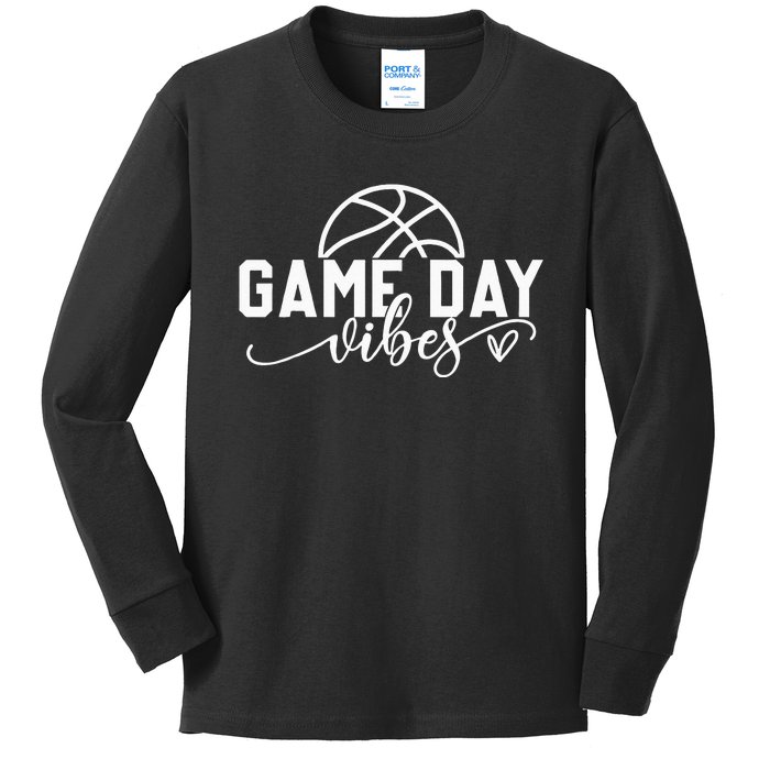 Basketball Game Day Vibes Basketball Mom Life Game Day Kids Long Sleeve Shirt