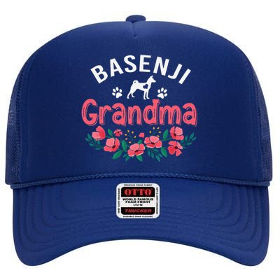 Basenji Grandma Dog Gifts Funny Cute Dog Lover Christmas Mom High Crown Mesh Back Trucker Hat