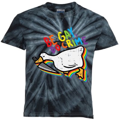 Be Gay Do Crime Goose Rainbow Pride Flag Lgbtq Kids Tie-Dye T-Shirt