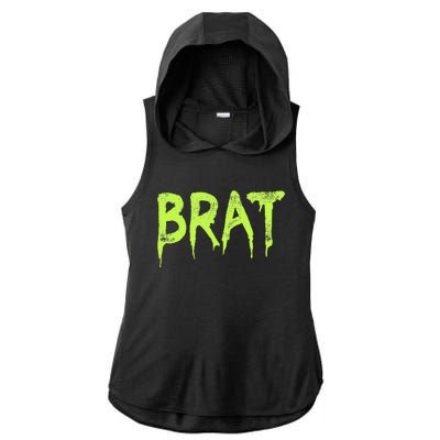 Brat Grunge Distressed Ladies PosiCharge Tri-Blend Wicking Draft Hoodie Tank