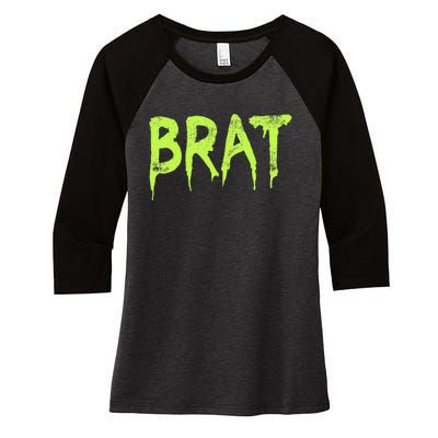 Brat Grunge Distressed Women's Tri-Blend 3/4-Sleeve Raglan Shirt